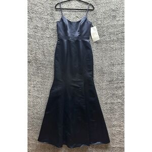 Hailey Paige Occasions Satin Navy Long Gown‎ Size 6 NWD